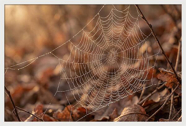 Spider Web Jeweled With Dewdrops