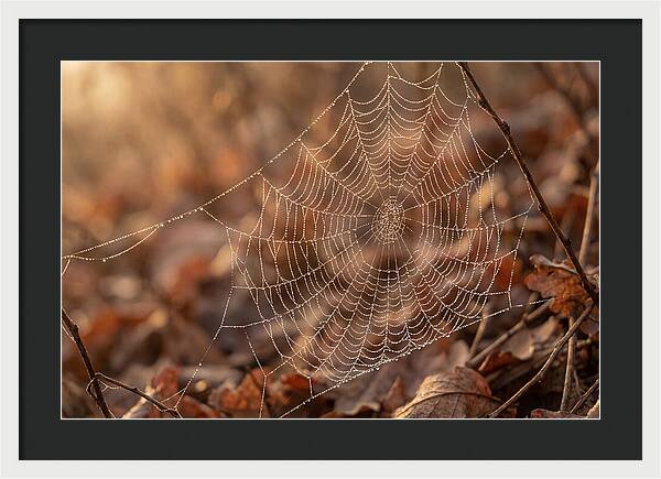 Spider Web Jeweled With Dewdrops