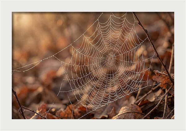 Spider Web Jeweled With Dewdrops