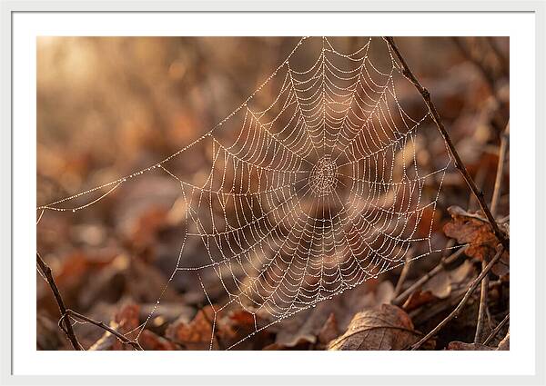 Spider Web Jeweled With Dewdrops
