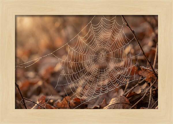 Spider Web Jeweled With Dewdrops
