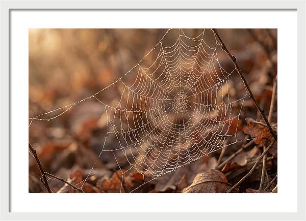 Spider Web Jeweled With Dewdrops