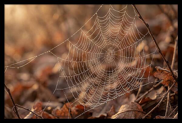 Spider Web Jeweled With Dewdrops