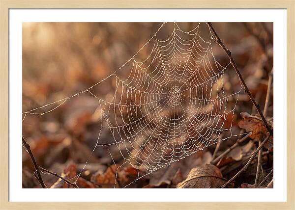 Spider Web Jeweled With Dewdrops