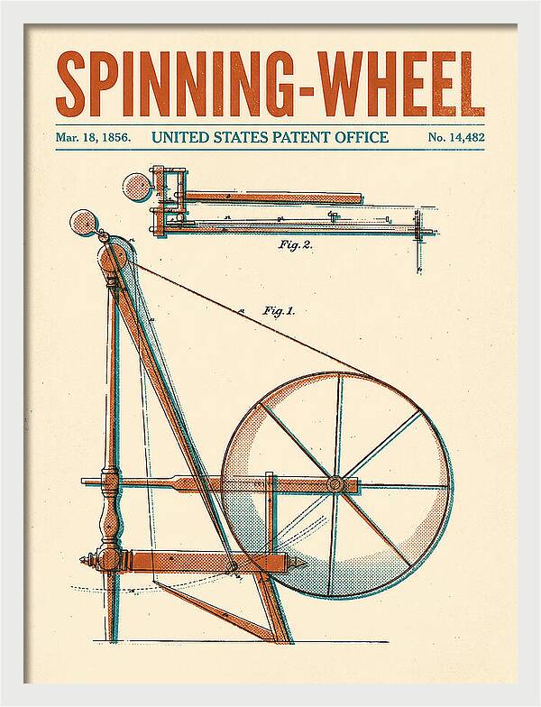 Spinning Wheel Retro Patent Us14482a
