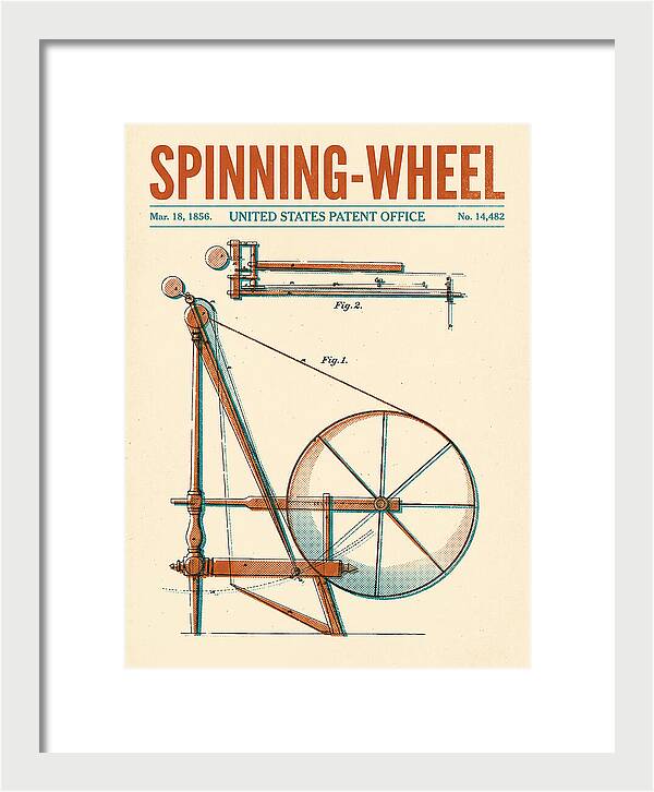 Spinning Wheel Retro Patent Us14482a