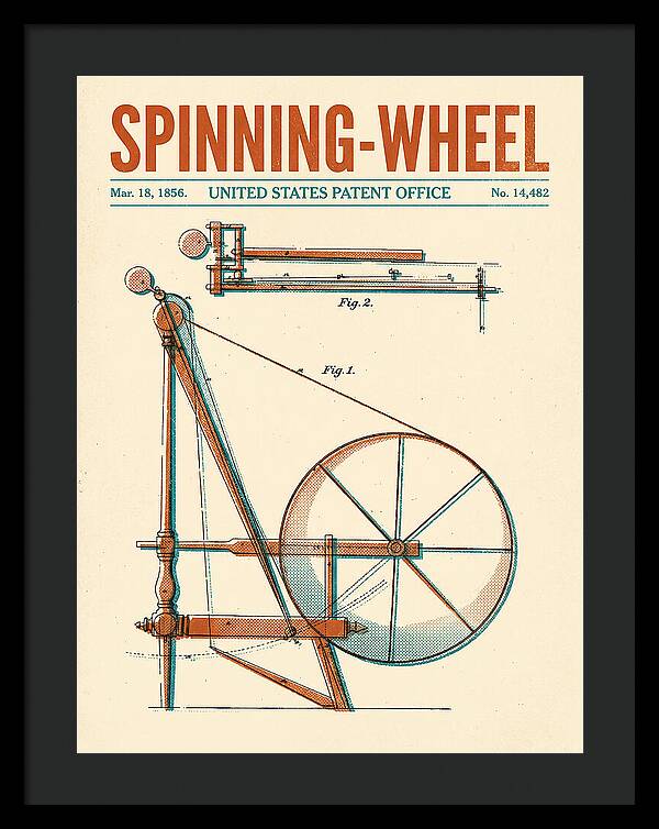 Spinning Wheel Retro Patent Us14482a