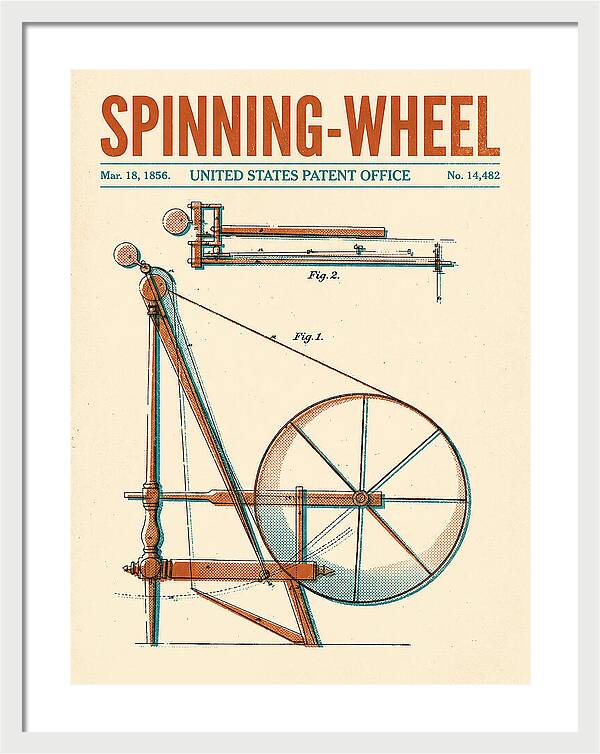Spinning Wheel Retro Patent Us14482a