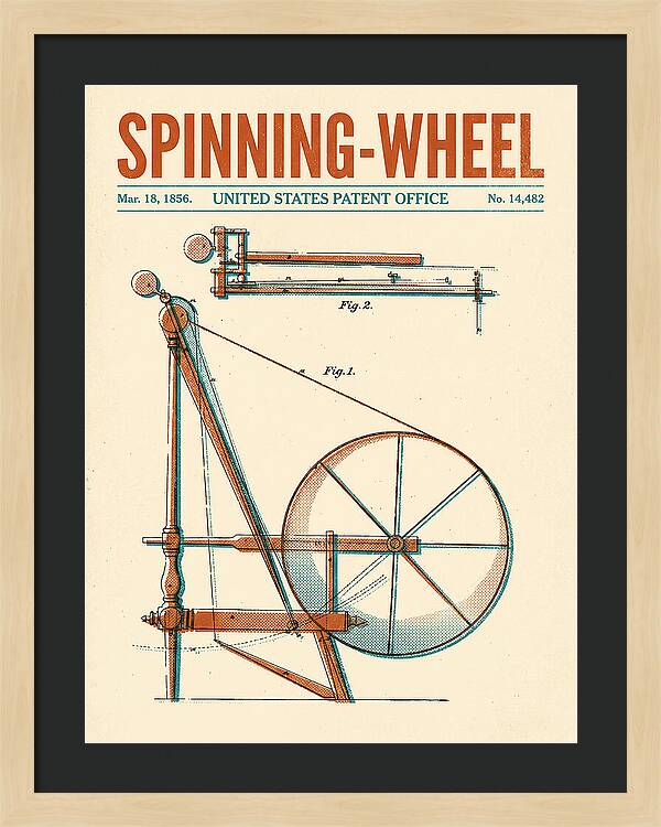 Spinning Wheel Retro Patent Us14482a
