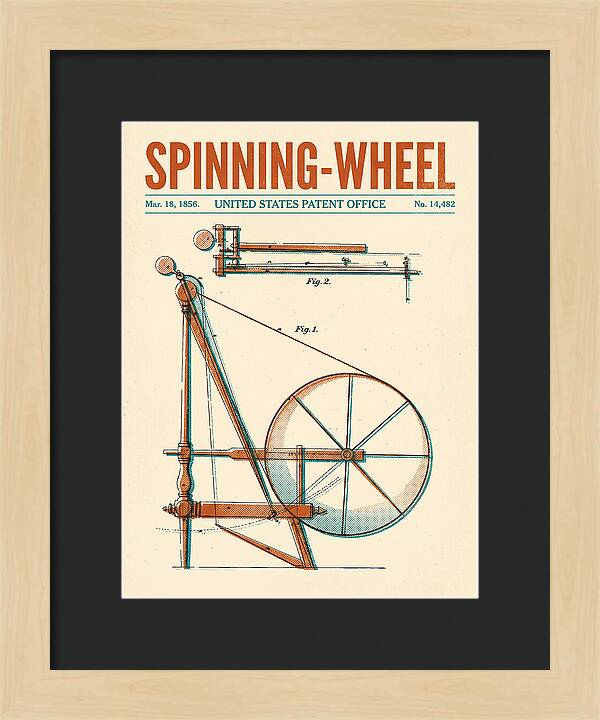 Spinning Wheel Retro Patent Us14482a