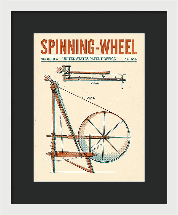 Spinning Wheel Retro Patent Us14482a