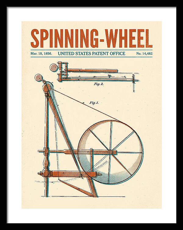 Spinning Wheel Retro Patent Us14482a