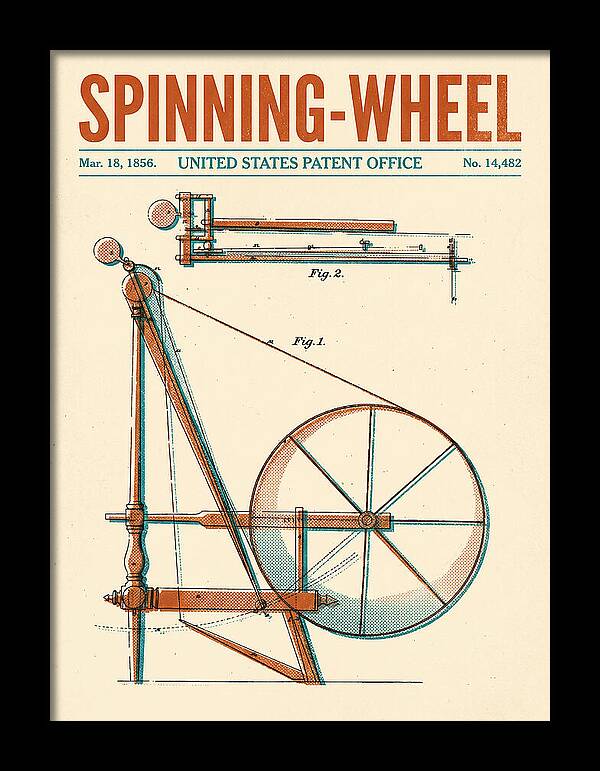 Spinning Wheel Retro Patent Us14482a