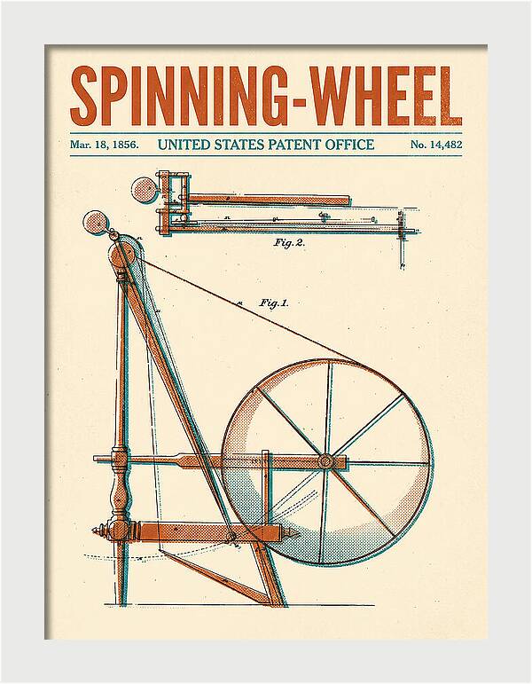Spinning Wheel Retro Patent Us14482a