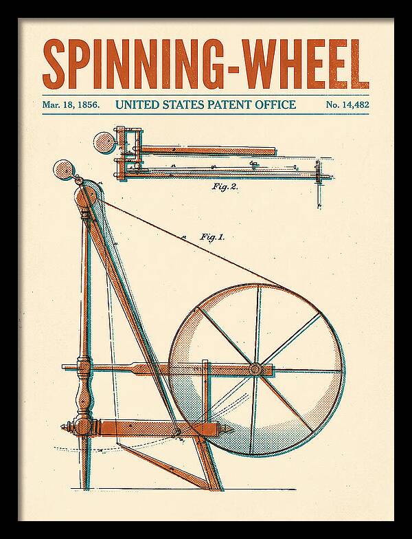 Spinning Wheel Retro Patent Us14482a