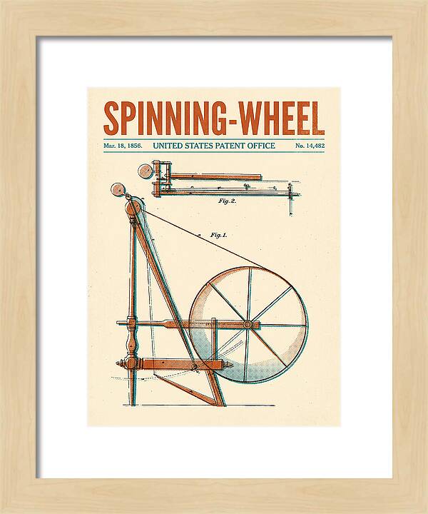 Spinning Wheel Retro Patent Us14482a