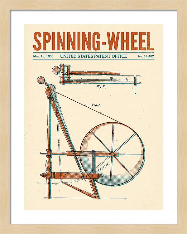 Spinning Wheel Retro Patent Us14482a