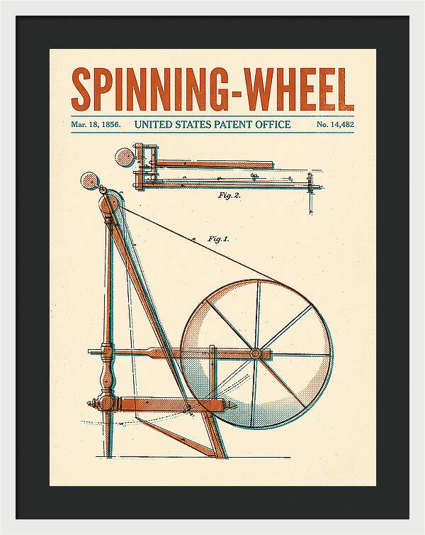Spinning Wheel Retro Patent Us14482a