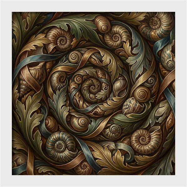 Spiral Shells And Leaves
