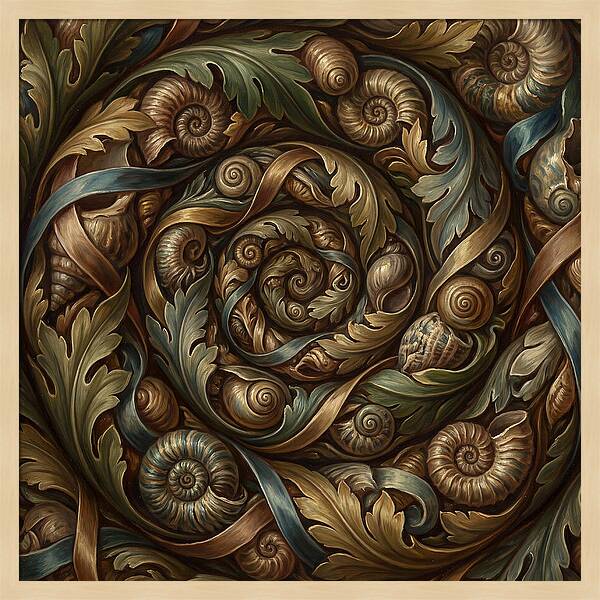 Spiral Shells And Leaves