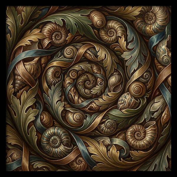 Spiral Shells And Leaves