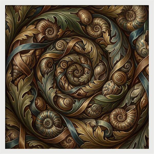 Spiral Shells And Leaves