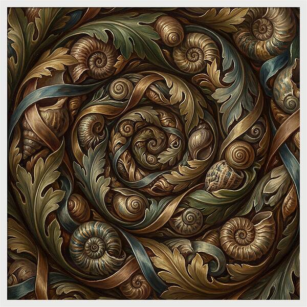 Spiral Shells And Leaves