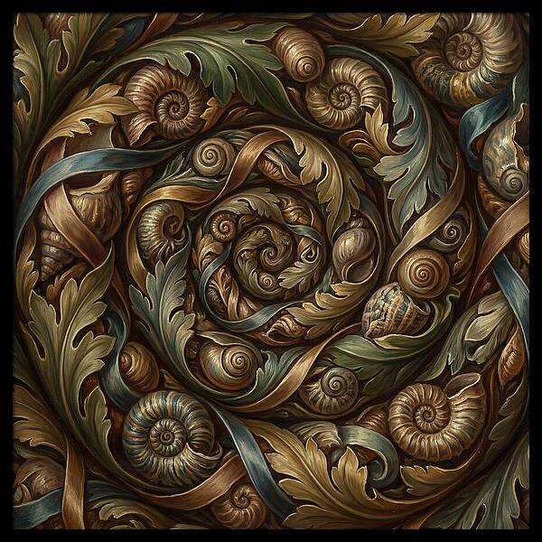 Spiral Shells And Leaves
