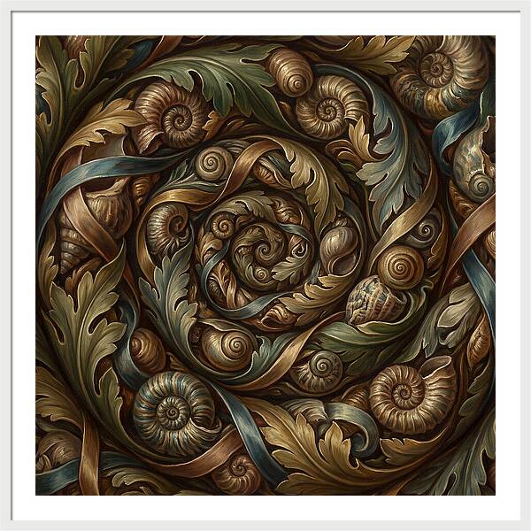 Spiral Shells And Leaves
