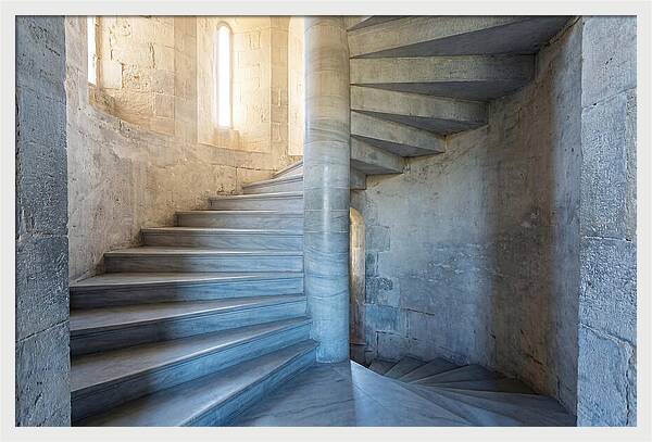 Spiral Stone Staircase In Ancient Tower