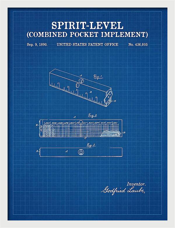 Spirit Level Combined Pocket Implement Blueprint Patent Us436005a