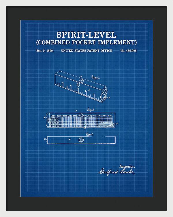 Spirit Level Combined Pocket Implement Blueprint Patent Us436005a