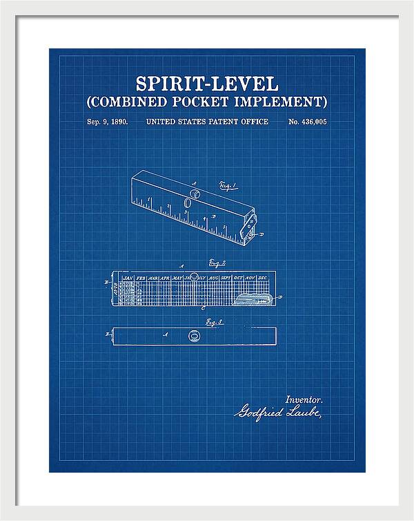 Spirit Level Combined Pocket Implement Blueprint Patent Us436005a