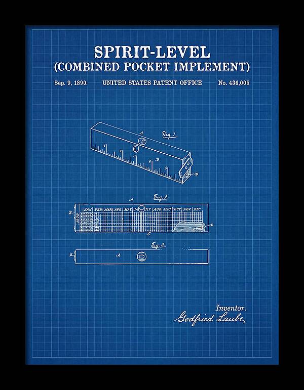 Spirit Level Combined Pocket Implement Blueprint Patent Us436005a