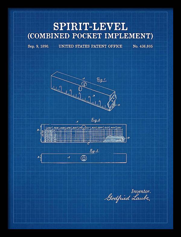 Spirit Level Combined Pocket Implement Blueprint Patent Us436005a