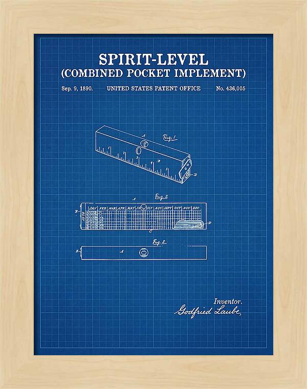 Spirit Level Combined Pocket Implement Blueprint Patent Us436005a