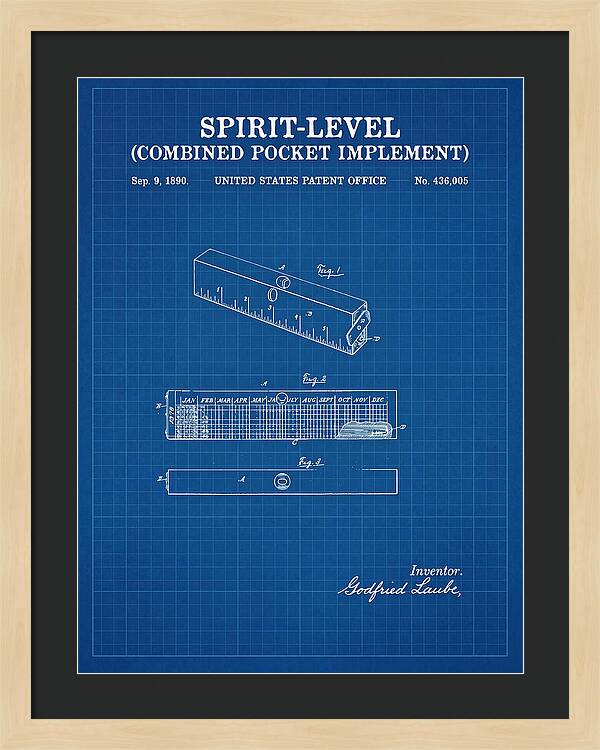 Spirit Level Combined Pocket Implement Blueprint Patent Us436005a