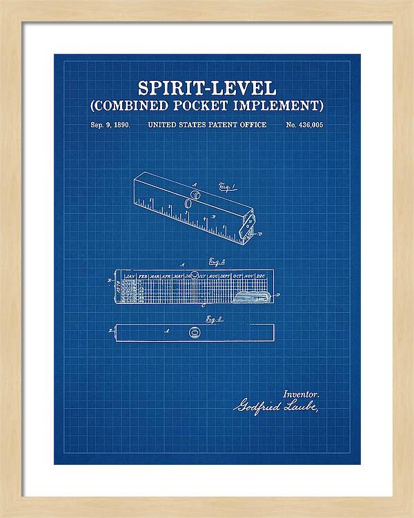 Spirit Level Combined Pocket Implement Blueprint Patent Us436005a