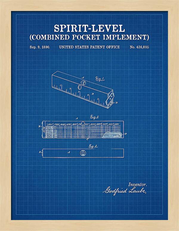 Spirit Level Combined Pocket Implement Blueprint Patent Us436005a
