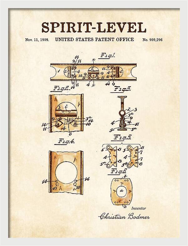 Spirit Level Watercolor Patent Us959296a