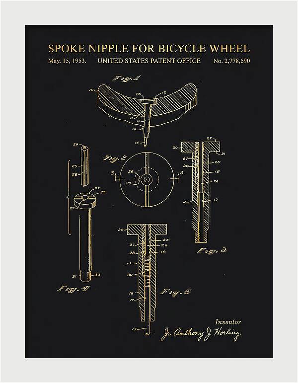 Spoke Nipple For Bicycle Wheel Gold Patent Us2778690a