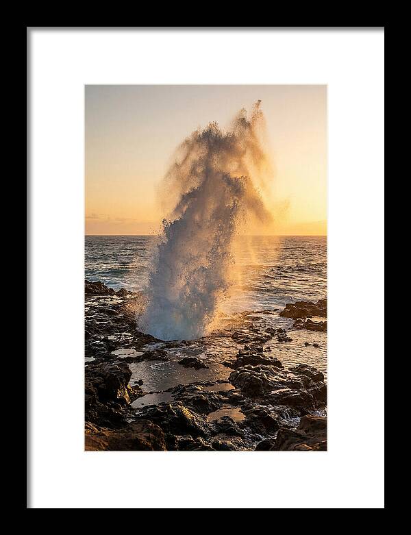 Spouting Horn Eruption At Sunset