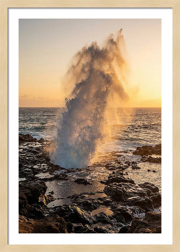 Spouting Horn Eruption At Sunset