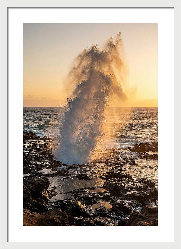 Spouting Horn Eruption At Sunset