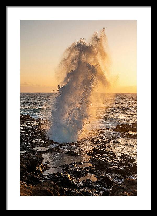 Spouting Horn Eruption At Sunset