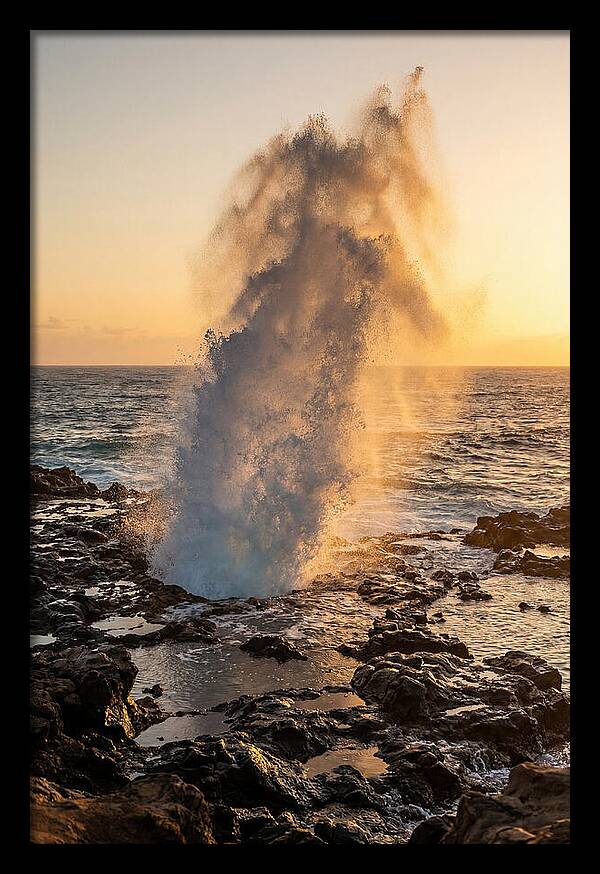 Spouting Horn Eruption At Sunset