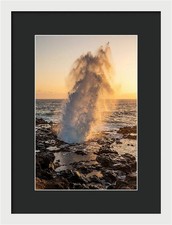 Spouting Horn Eruption At Sunset