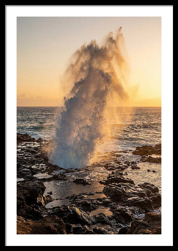Spouting Horn Eruption At Sunset