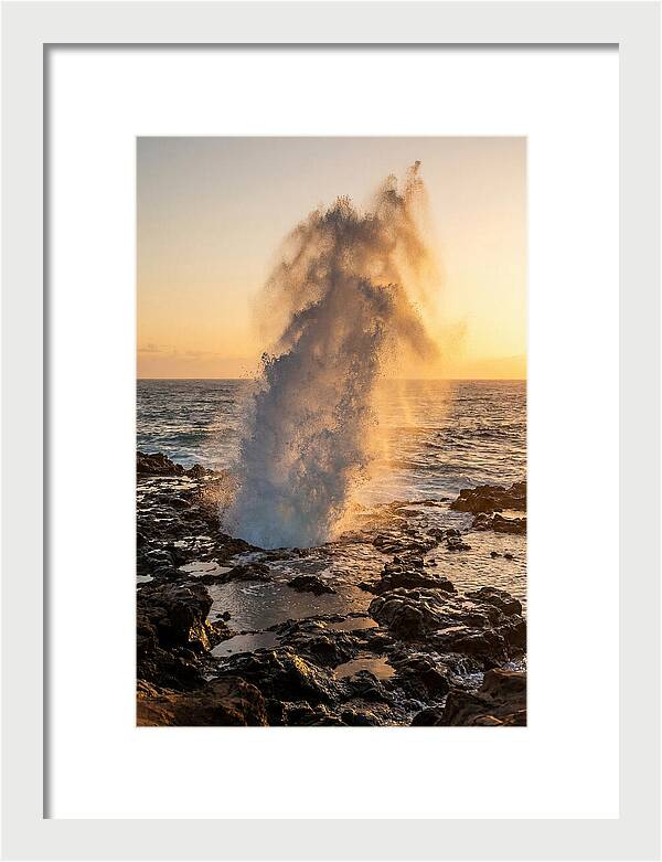 Spouting Horn Eruption At Sunset
