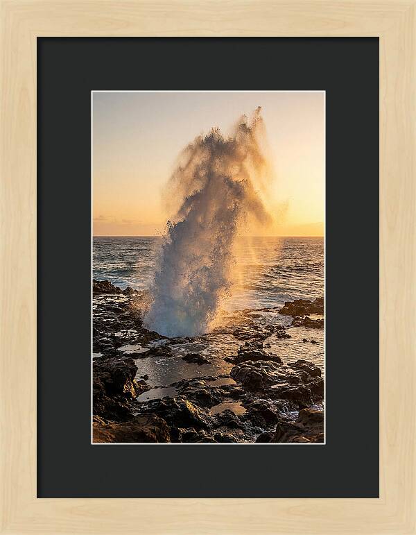 Spouting Horn Eruption At Sunset